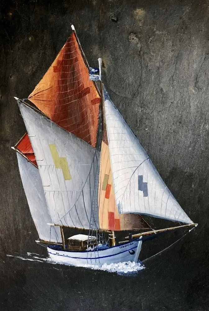 Ardoise peinte bateau à voiles Etoile de Molene