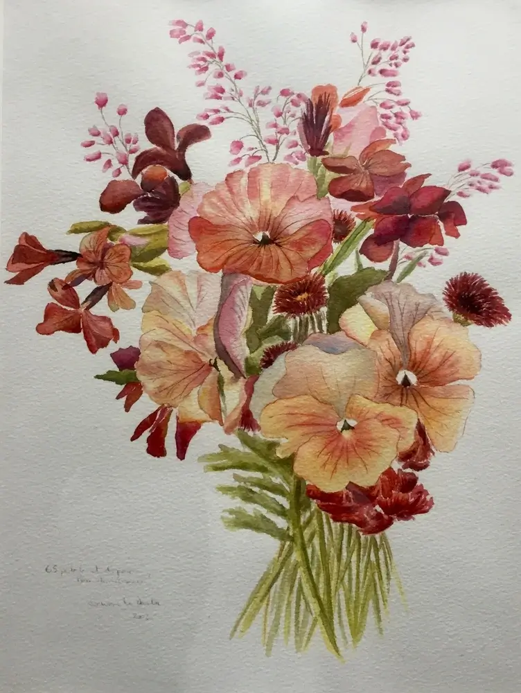 aquarelle bouquet de fleurs dont pensées