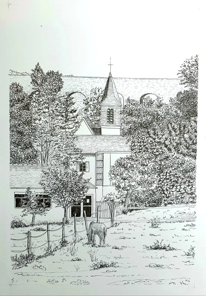 Encre de chine de Buc vue du Pré St Jean