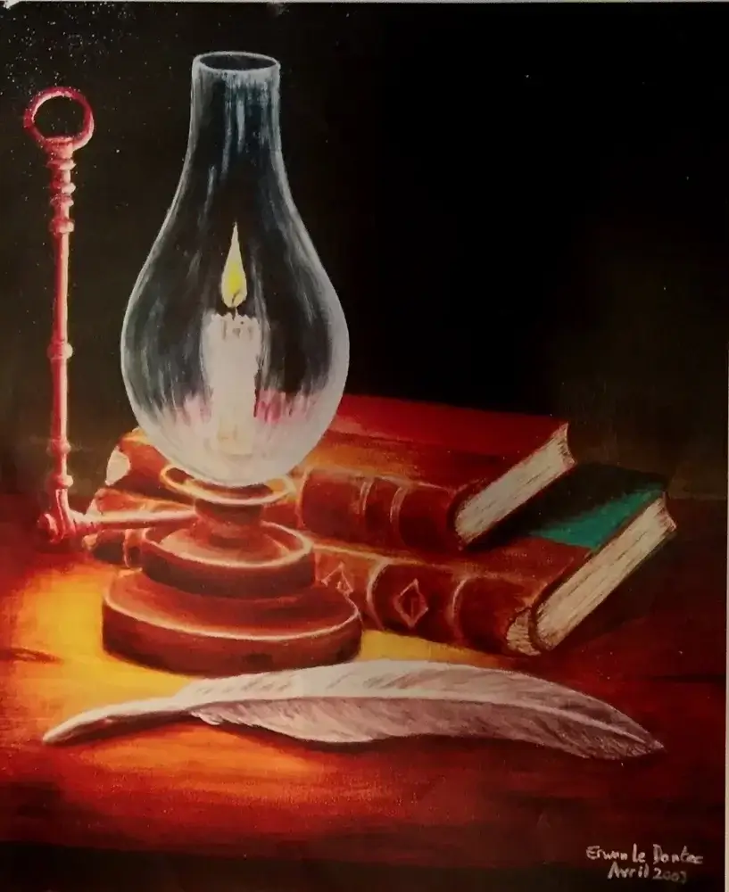 Huile livre et lampe