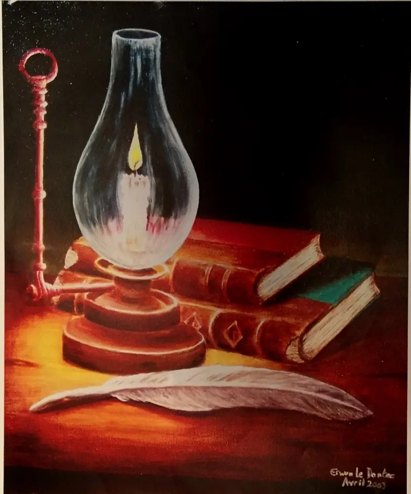 Huile livre et lampe