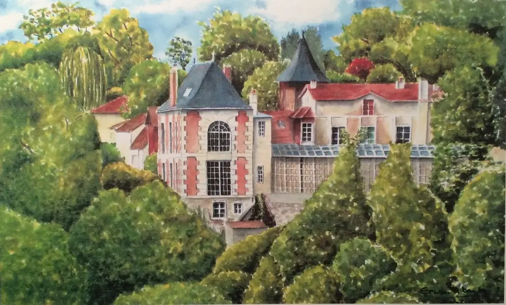 Aquarelle maison bleriot Buc vue de la verriere