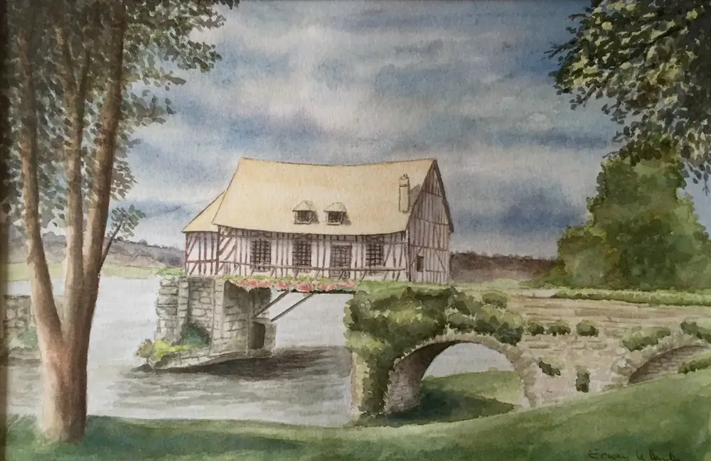 Aquarelle moulin de vernon