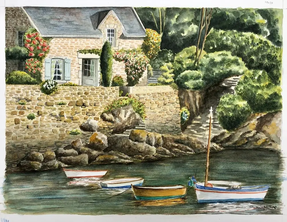 Aquarelle maison Groult à Doelan