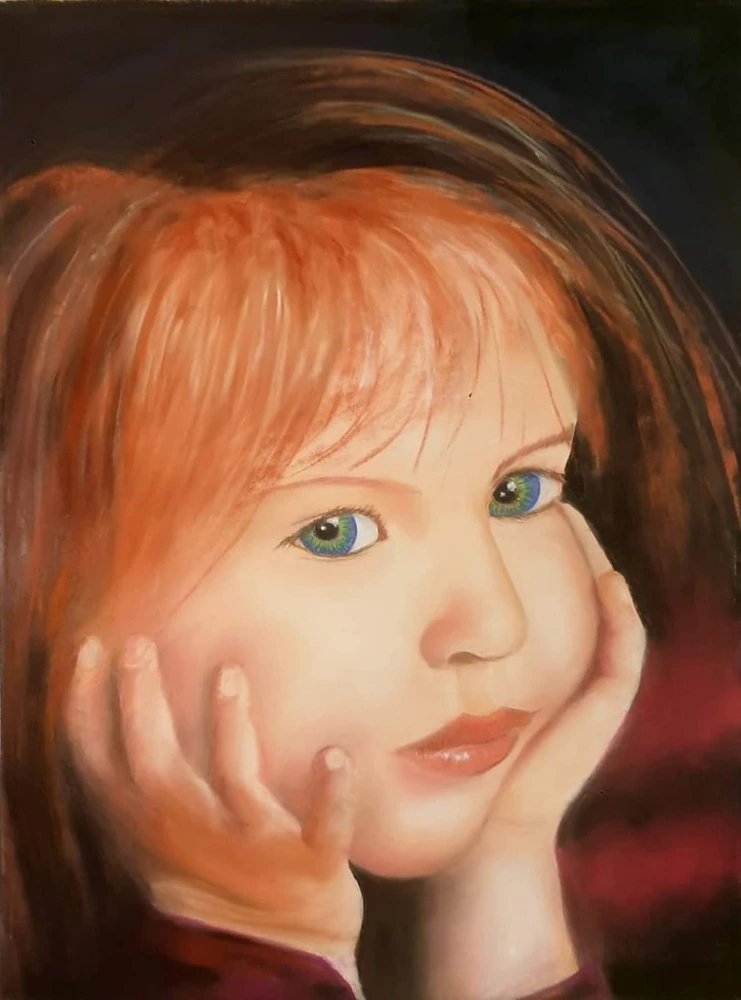Pastel d'une jeune fille reveuse