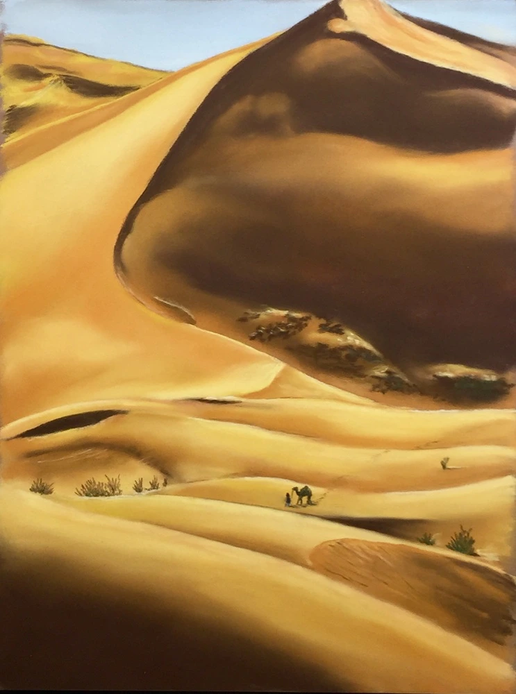 Pastel de caravane dans le désert