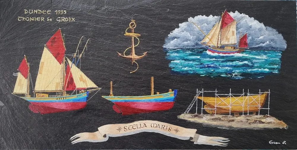 Ardoise peinte composition Stella Maris
