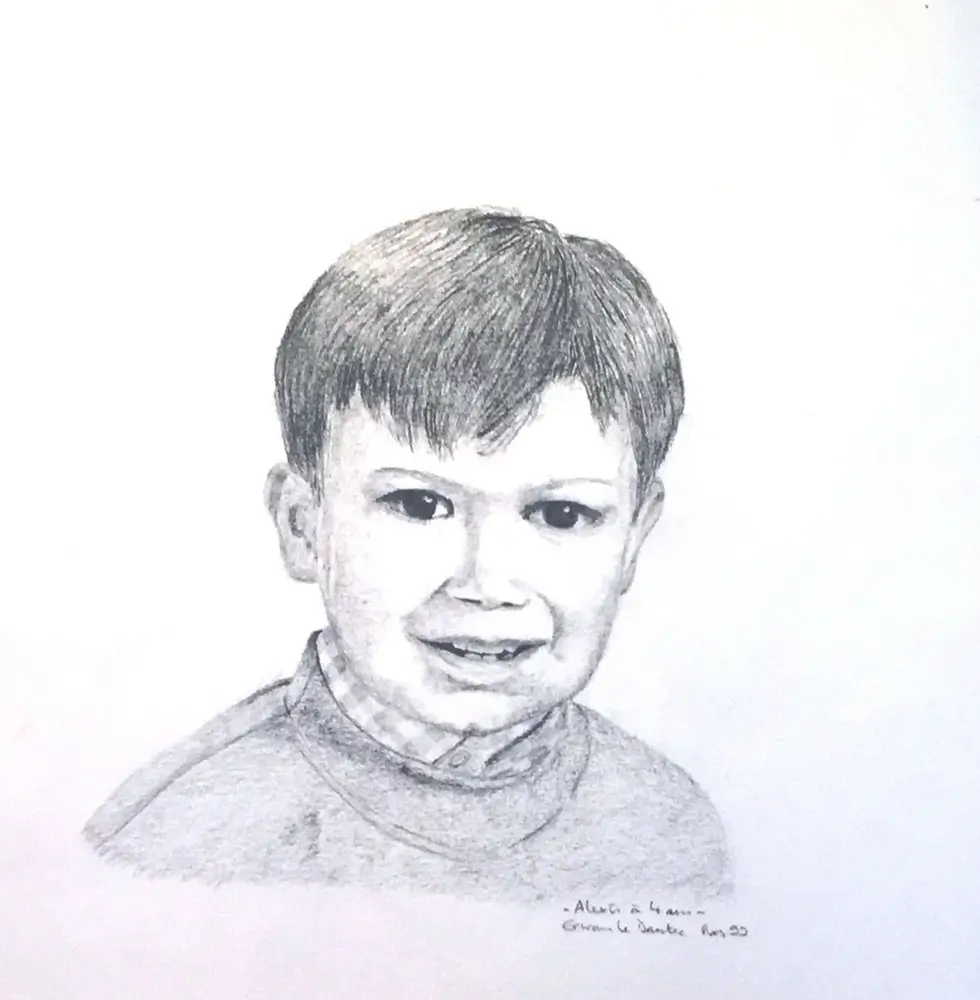 Portrait d'Alexis à 4 ans au crayon