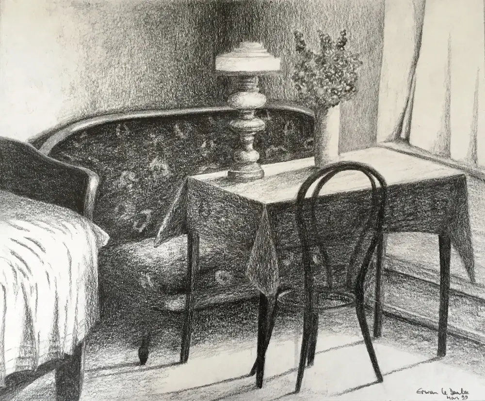 Intérieur de chambre au crayons graphite