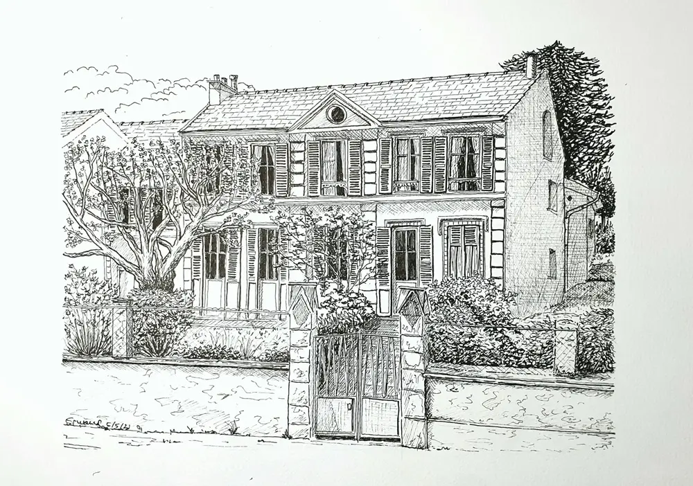 Encre de chine de l'ancienne école primaire à Buc