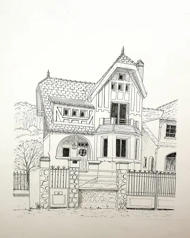Encre de chine de la maison rouge rue Louis Blériot à Buc