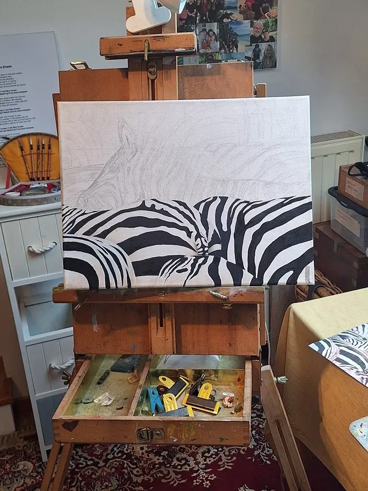 En cours de groupe de zebres à l'huile