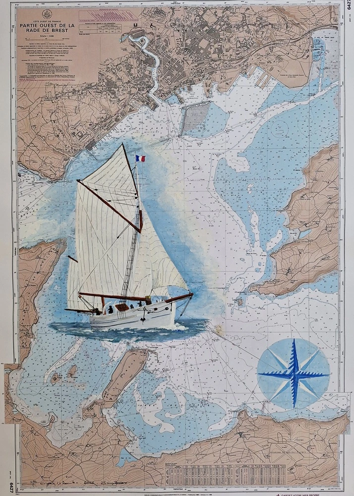 Petinture acrylique de carte marine